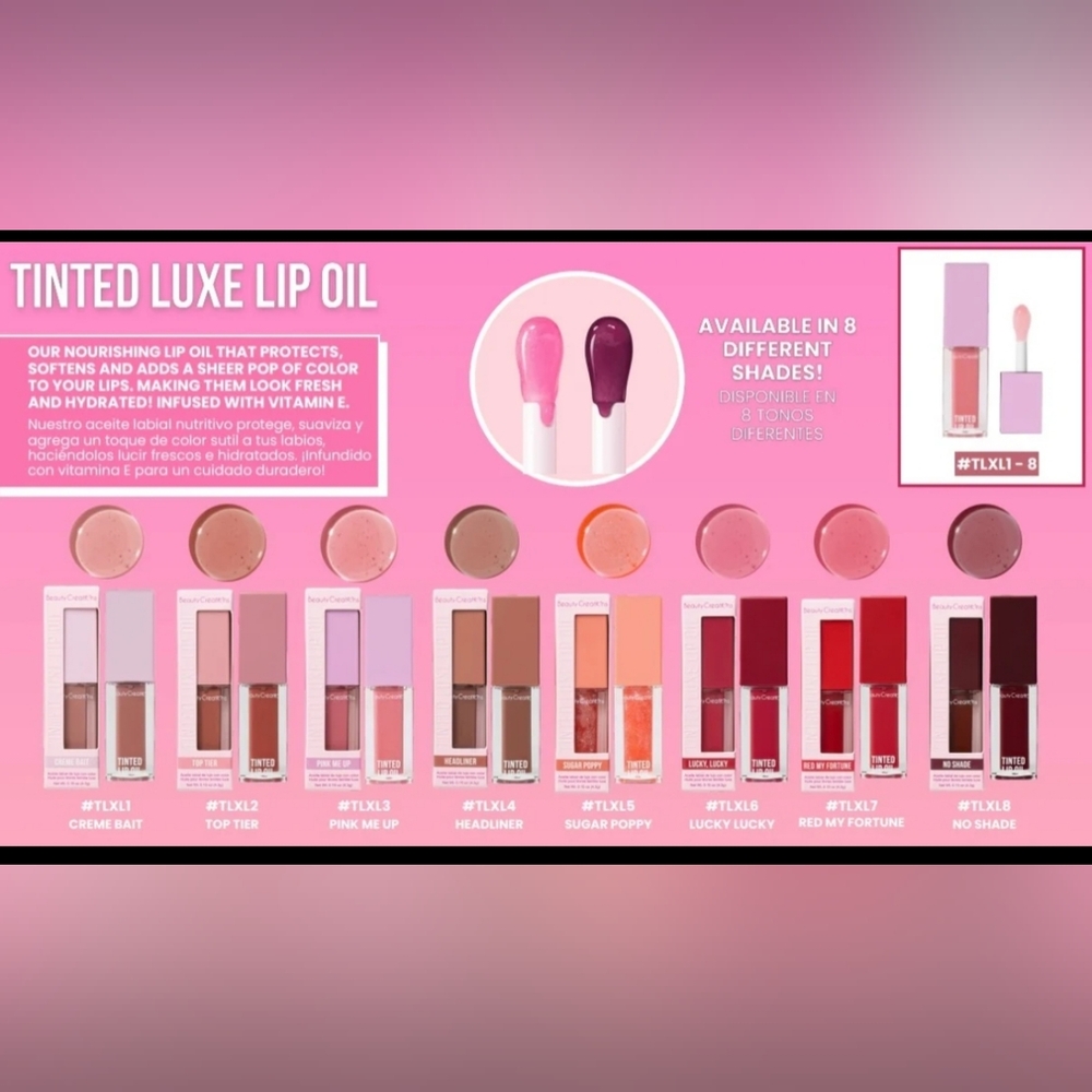 Tinted Luxe Lip Oil by [Brand] - Pink and Red Shades
